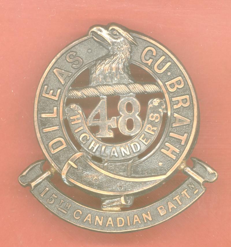 Canadian 15th (48th Toronto Highlanders ) Bn. WW1 CEF Officer's glengarry badge