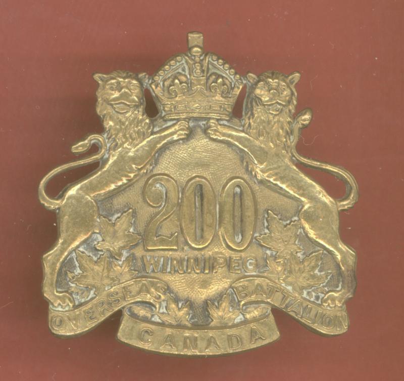 Canadian 200th (Winnipeg) Bn. WW1 CEF Officer's cap badge
