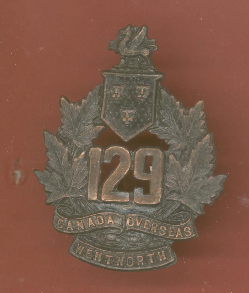 Canadian 129th Wentworth County Bn.CEF WW1 cap badge
