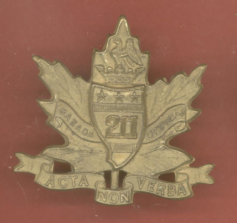 Canadian 211th Alberta Americans Bn. OR's Cap Badge