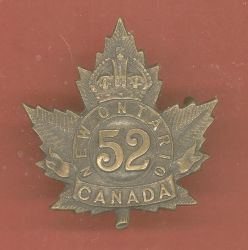 Canadian 52nd Port Arthur Ontario Bn. WW1 CEF cap badge