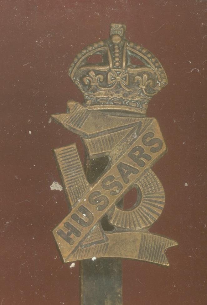 13th Hussars WW1 O/R's field service cap badge