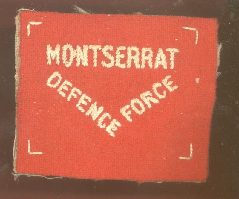 Montserrat Defence Force cloth shoulder title / pagri badge