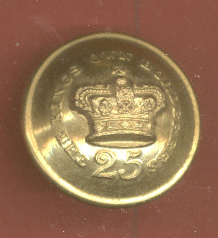 Scottish 25th King's Own Borderers Regiment of Foot Victorian Officer's button