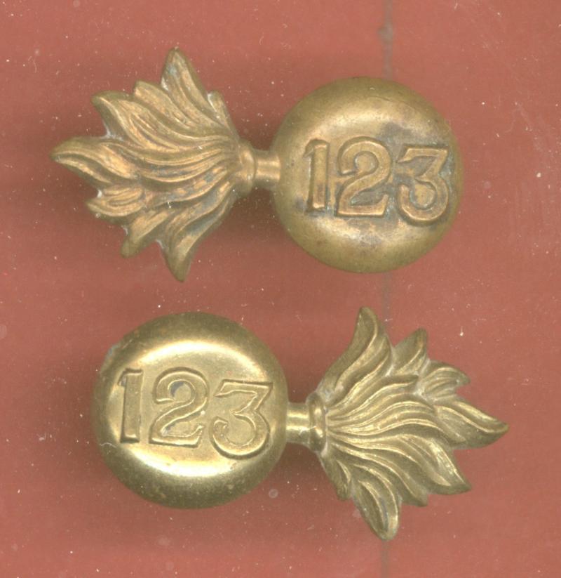 Canadian 123rd Toronto Bn. WW1 CEF collar badges
