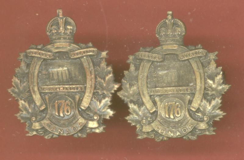 Canadian 176th Niagara Rangers, Welland County Bn. WW1 CEF collar badges