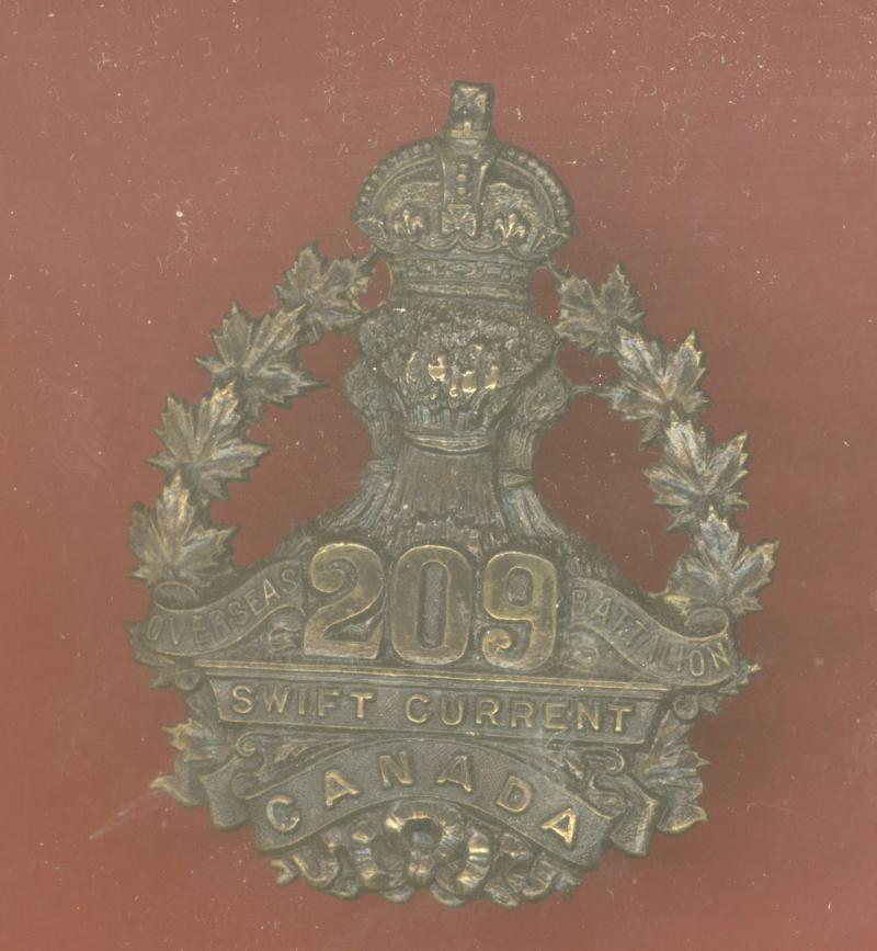 Canadian 209th Swift Current, Saskatchewan Bn.CEF WW1 cap badge