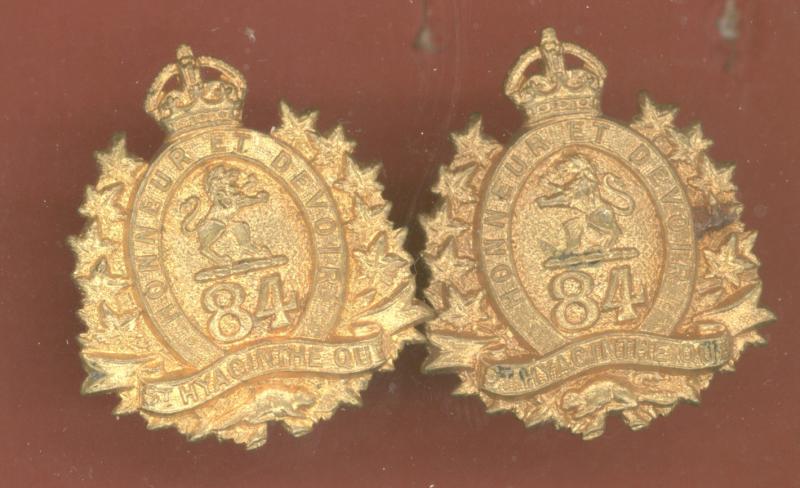 Canadian Militia 84th St. Hyacinthe Regiment collar badges