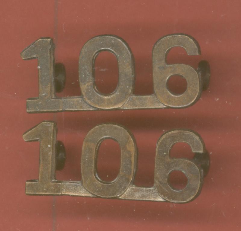 Canadian 106 106th Battalion (Nova Scotia Rifles) WW1 CEF numeral badges