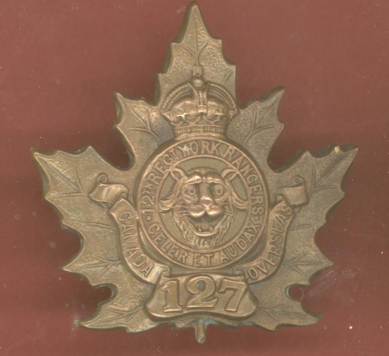 Canadian 127th York County WW1 CEF cap badge