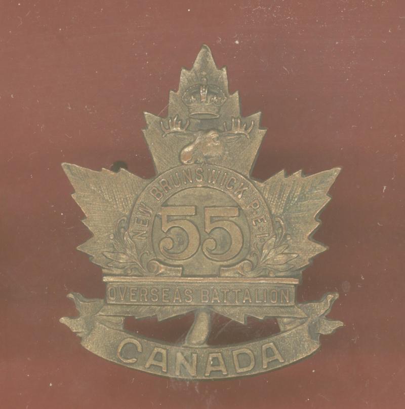 Canadian 55th New Brunswick & P.E.I. Battalion WW1 CEF cap badge