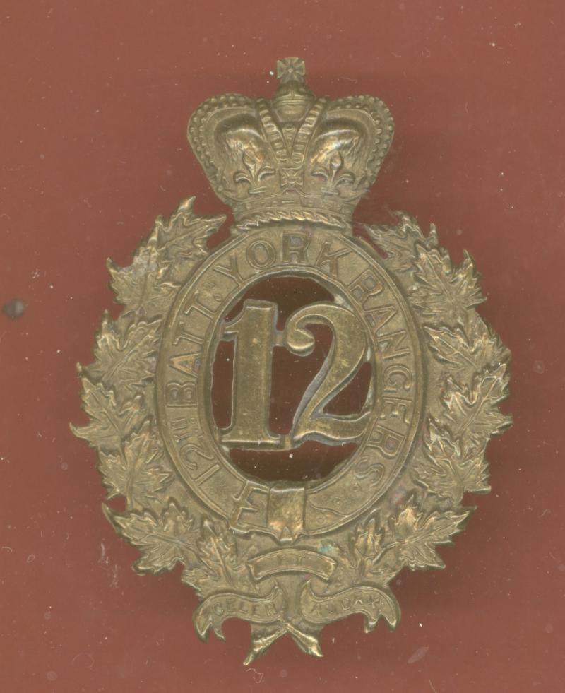 Canadian Militia 12th Battn. York Rangers Victorian glengarry badge