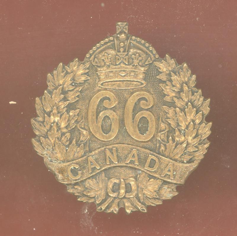 Canadian 66th Battalion (Edmonton, Alberta) WW1 CEF Cap Badge