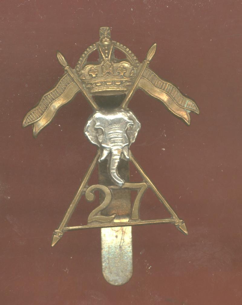 27th Lancers WW2 OR's cap badge