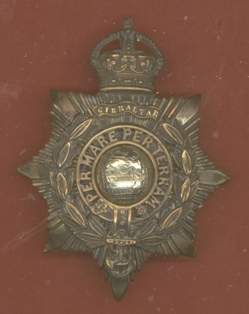 Royal Marines Warrant Officer's helmet plate.