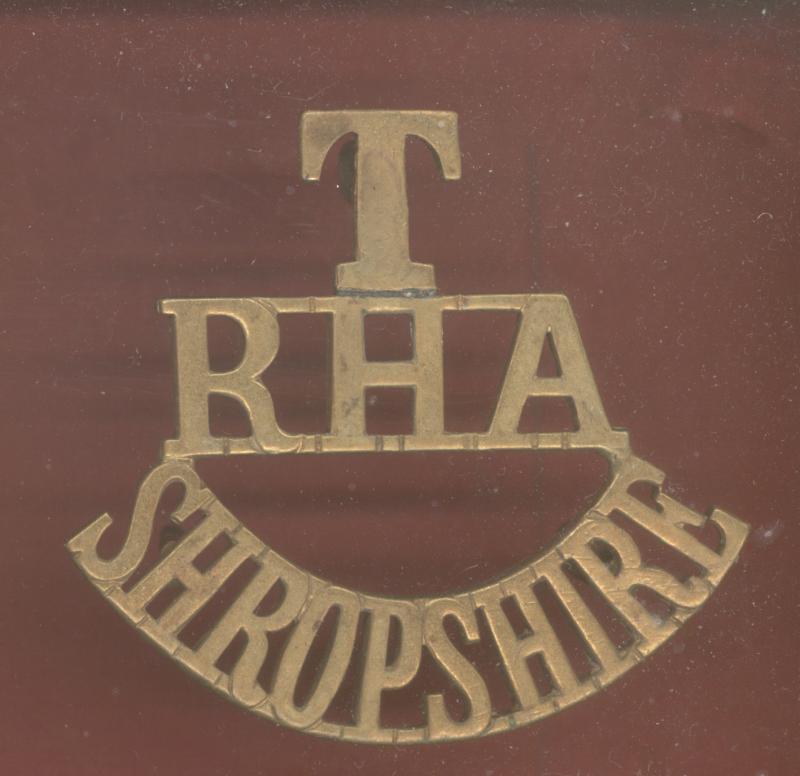 T / RHA / SHROPSHIRE WW1 shoulder title