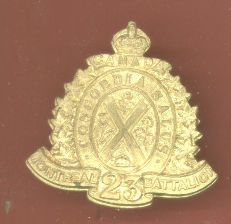 Canadian 23rd Montreal Bn. WW1 CEF cap badge