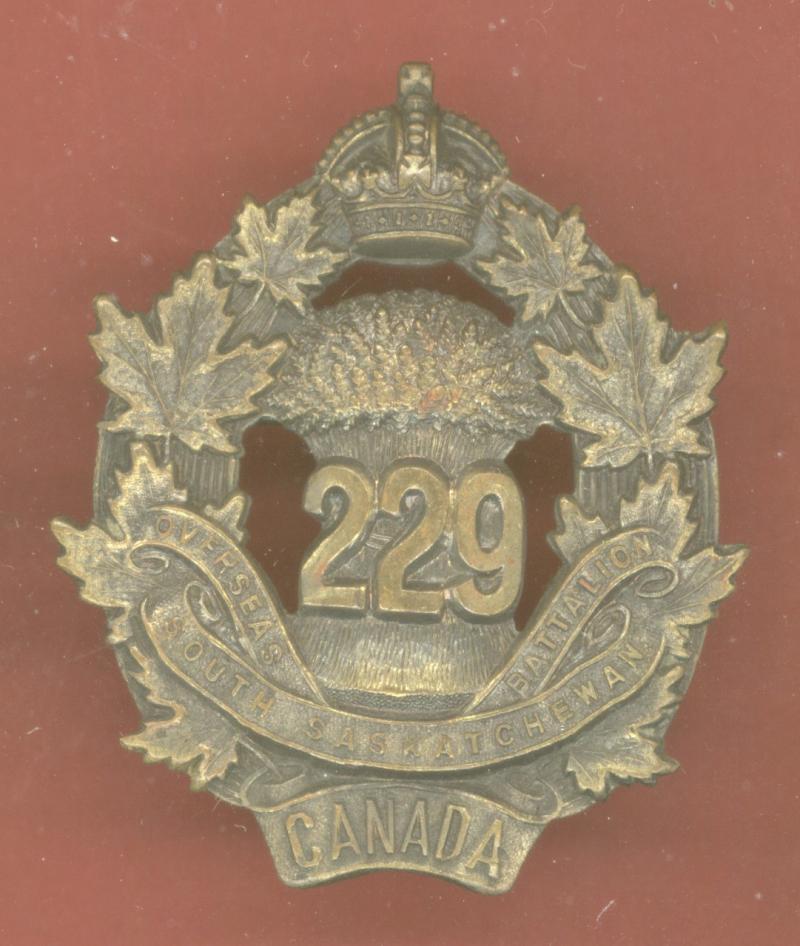 Canadian 229th South Saskatchewan Bn. WW1 CEF cap badge