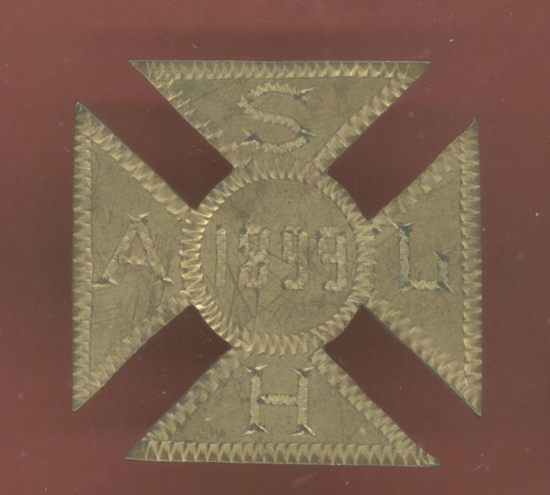 South African Light Horse sheet brass Boer War slouch hat badge