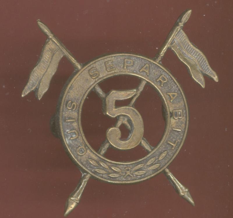 5th Royal Irish Lancers WW1 OR's cap badge