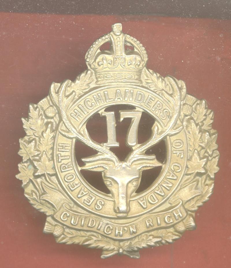 Canadian 17th Bn. Seaforth Highlanders of Canada WW1 CEF glengarry badge
