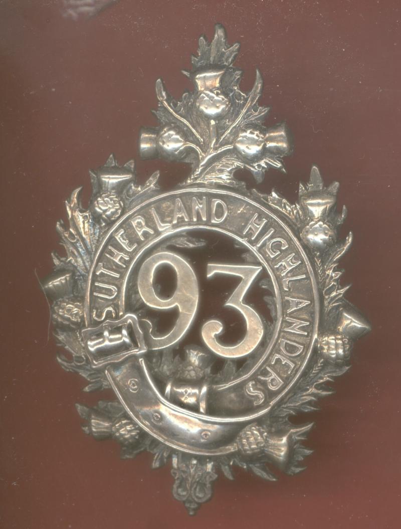 Scottish 93rd Sutherland Highlanders Regiment of Foot Victorian SNCO's glengarry badge
