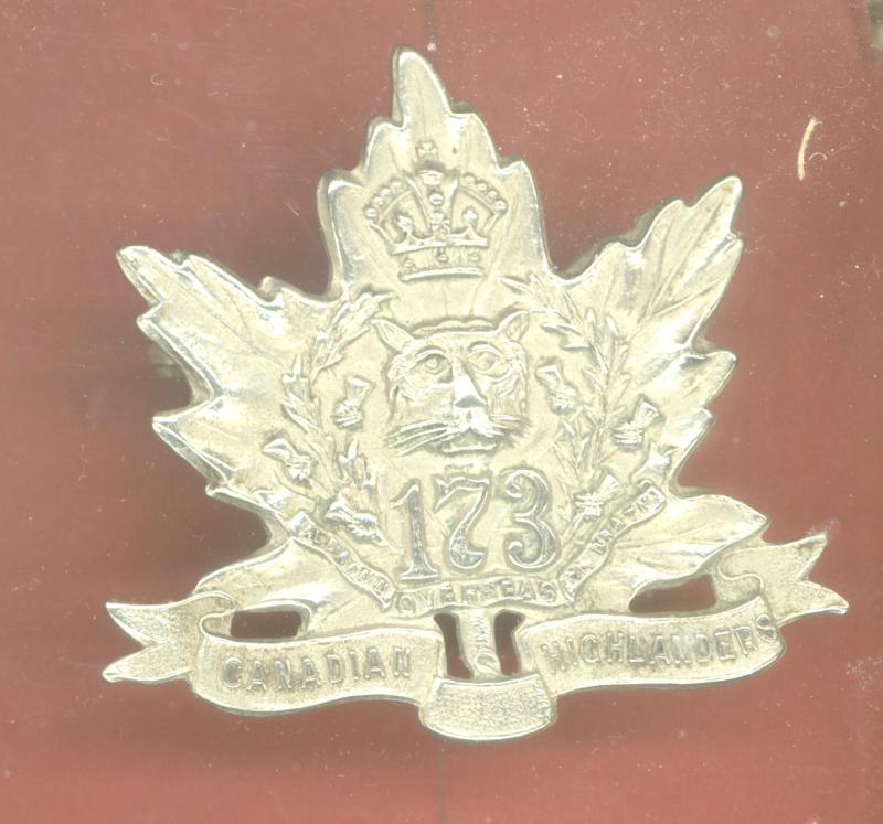 Canadian 173rd Canadian Highlanders Bn. WW1 CEF OR's cap badge