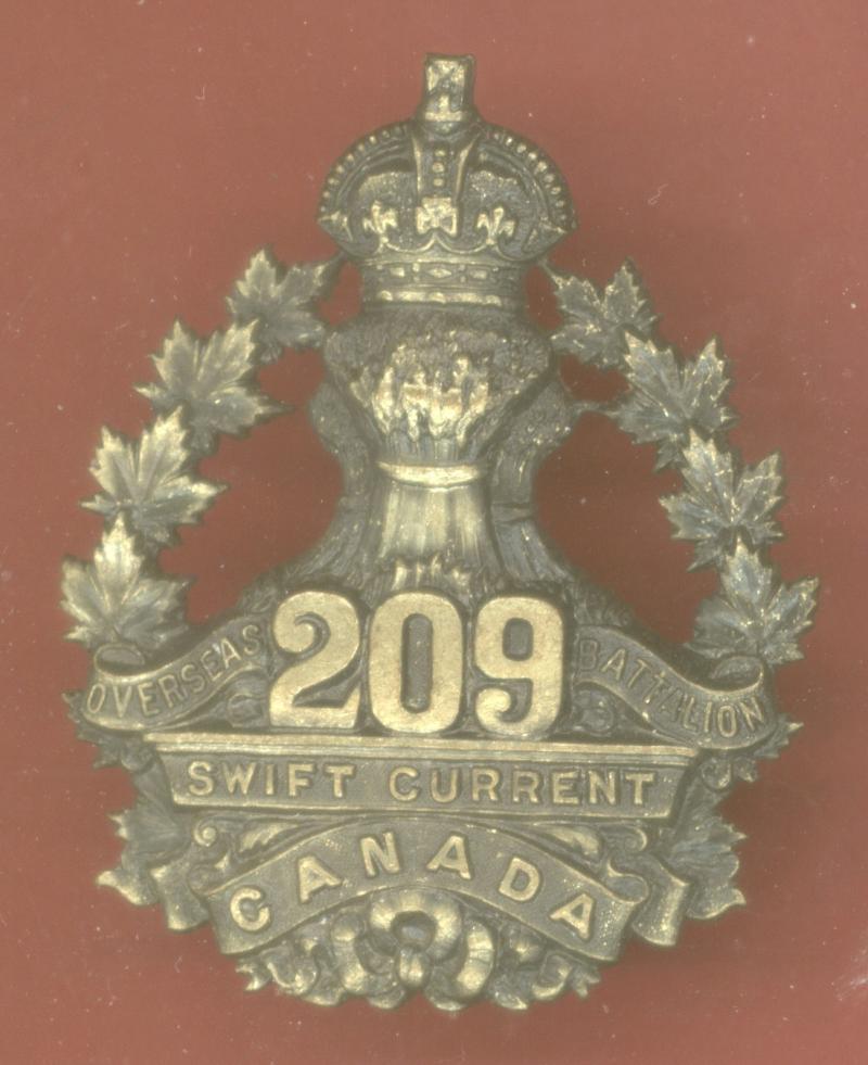 Canadian 209th Swift Current, Saskatchewan Bn.CEF WW1 cap badge