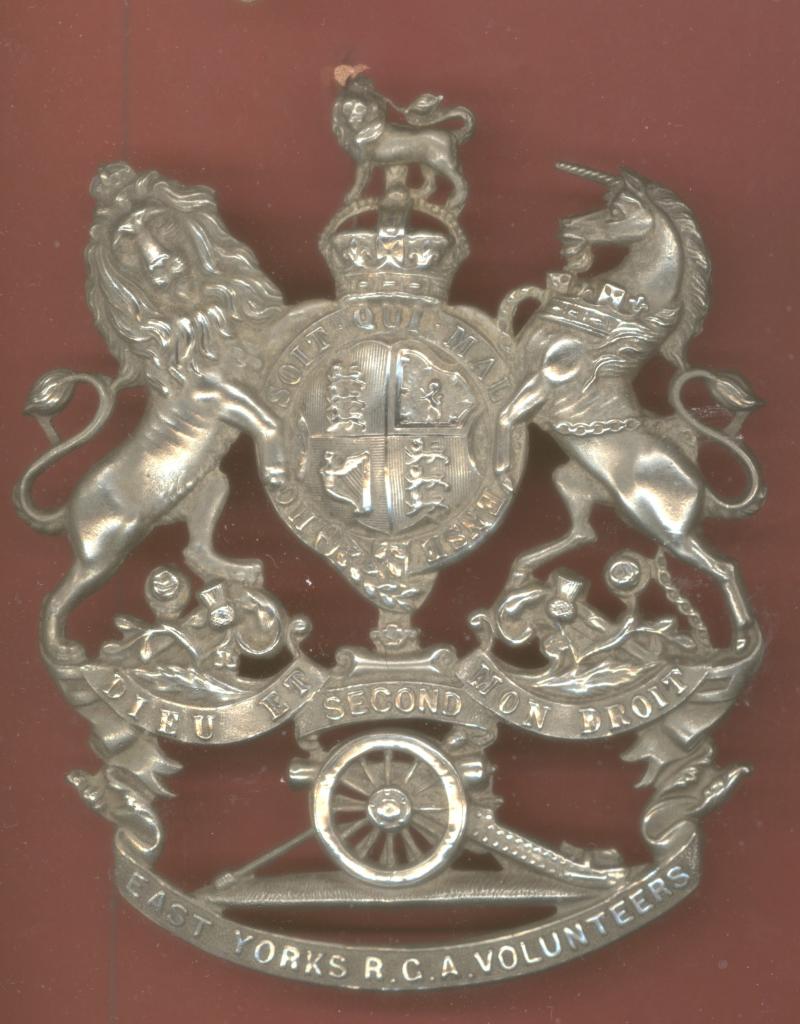 2nd East Yorks R.G.A. Volunteers Artillery Volunteers Edwardian Officer's helmet plate