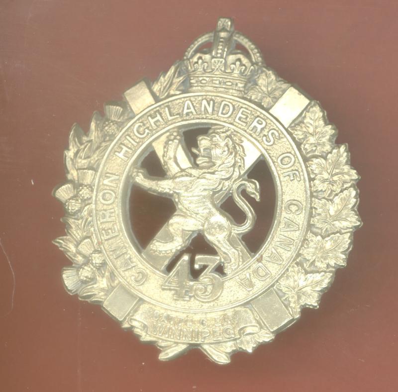 Canadian 43rd Cameron Highlanders of Canada Bn. WW1 CEF glengarry badge