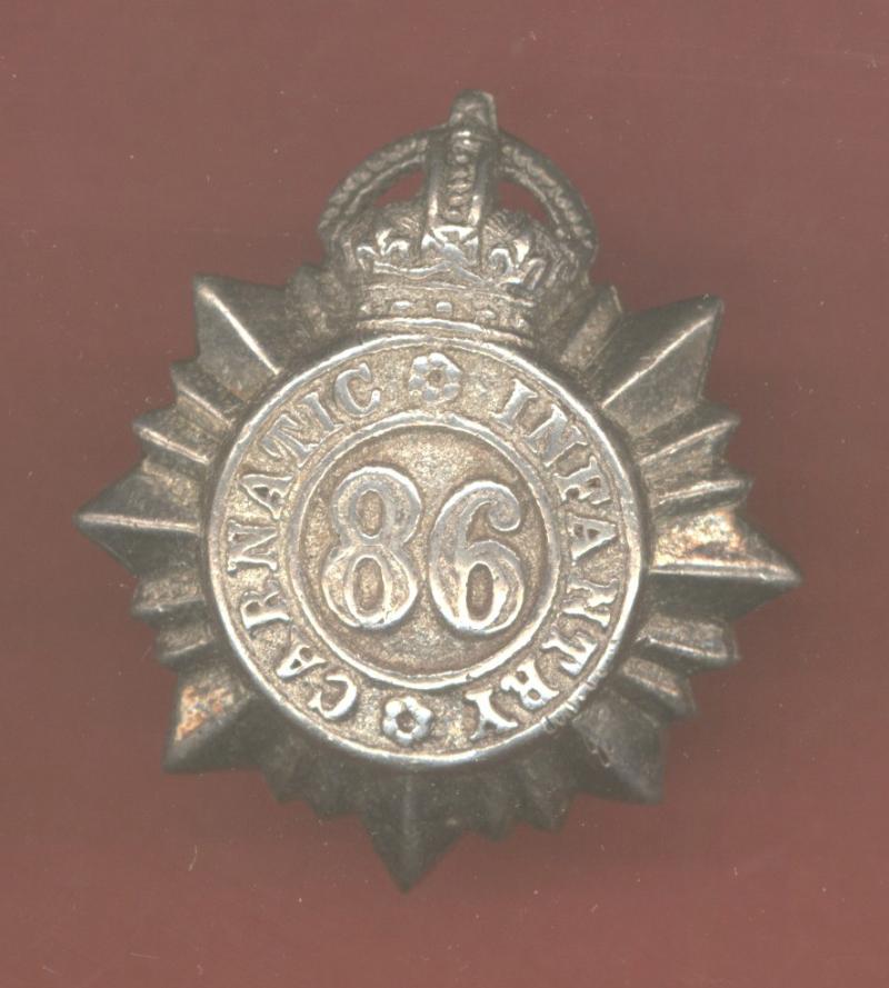 Indian Army. 86th Carnatic Infantry WW1 Officer's cap badge