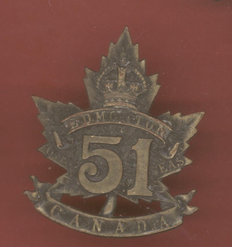 Canadian 51st Edmonton Bn. WW1 CEF cap badge