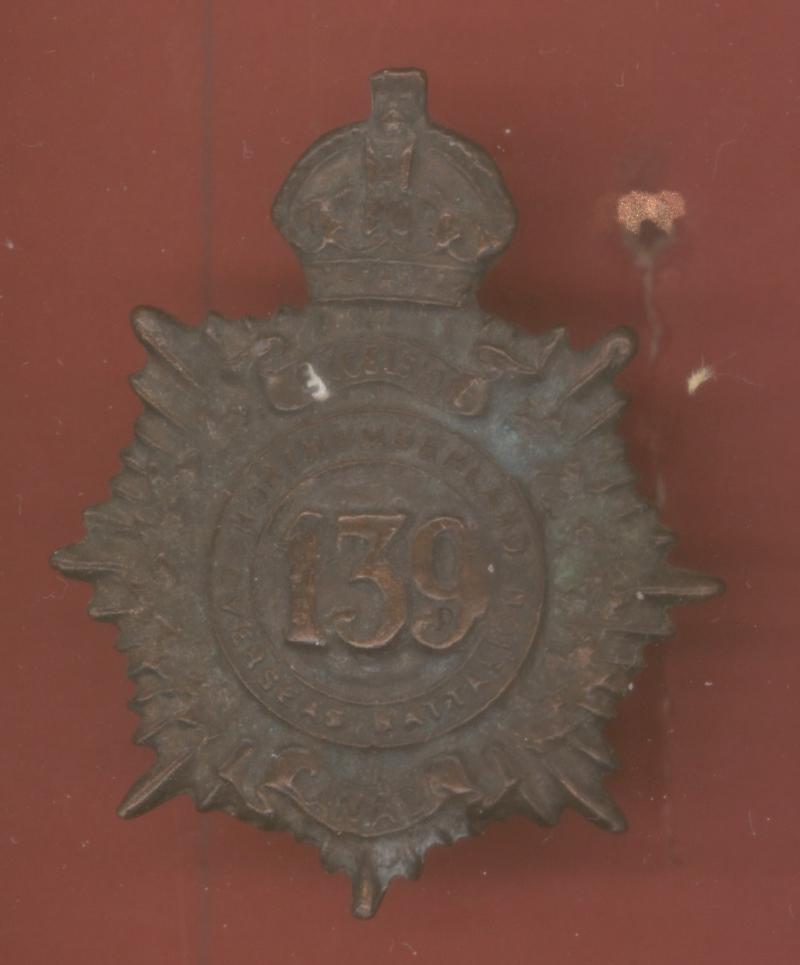 Canadian 139th Northumberland Bn. WW1 CEF cap badge