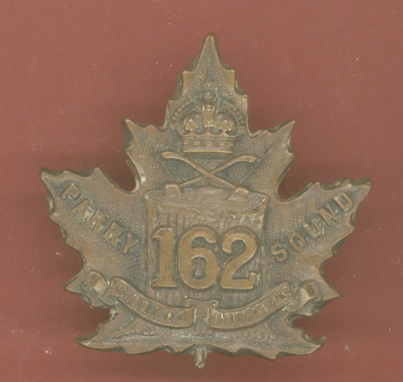 Canadian 162nd Parry Sound Battalion WW1 CEF cap badge