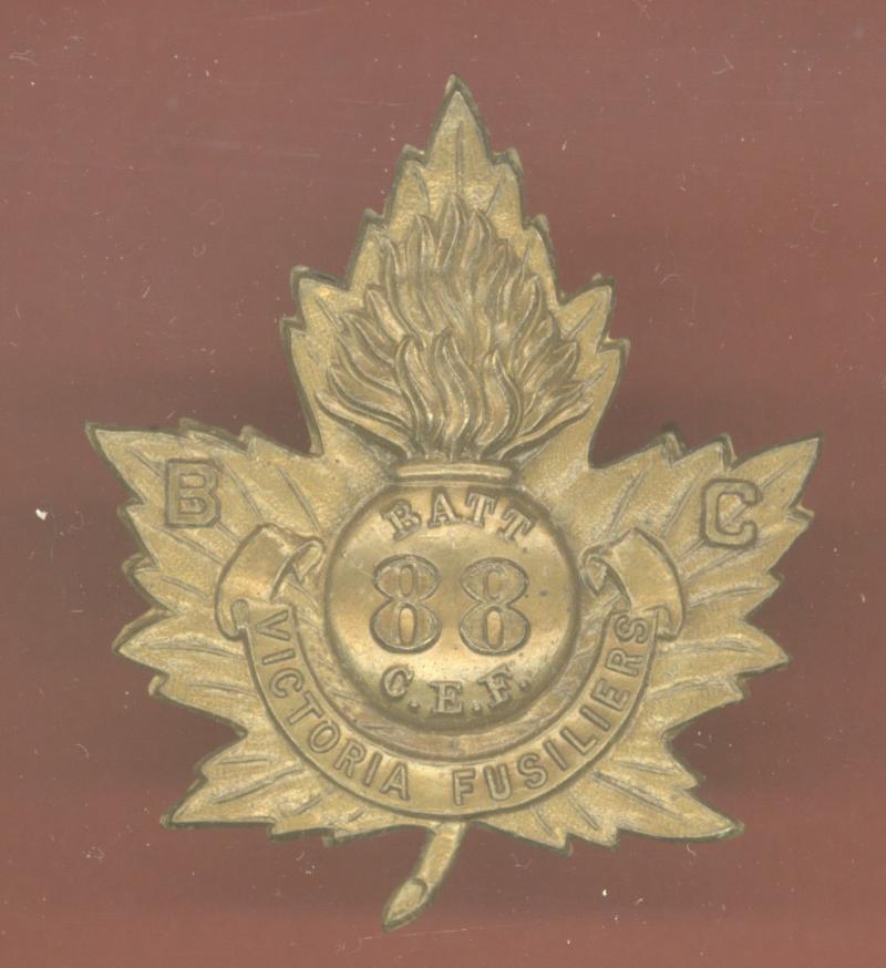 Canadian 88th Victoria Fusiliers Infantry Bn. WW1 CEF cap badge