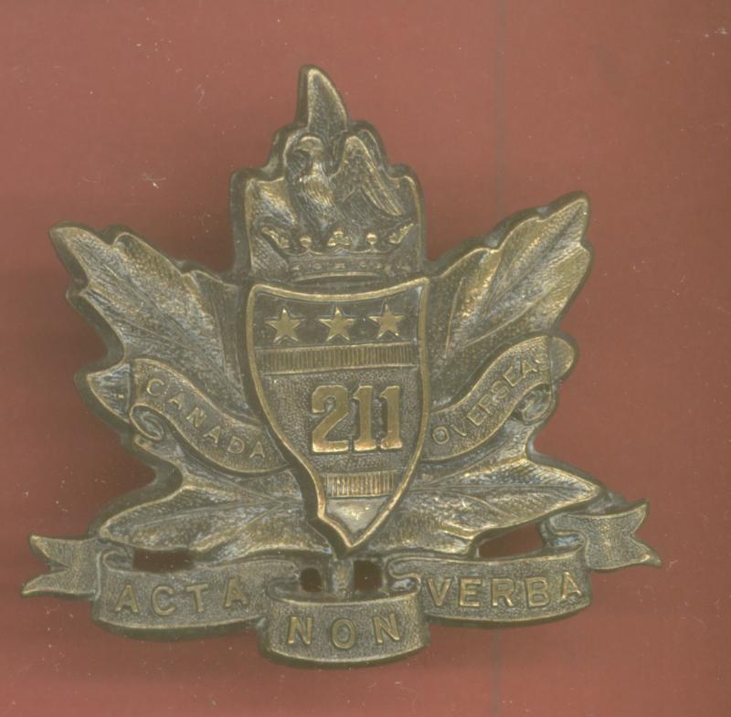 Canadian 211th Alberta Americans Bn. OR's Cap Badge