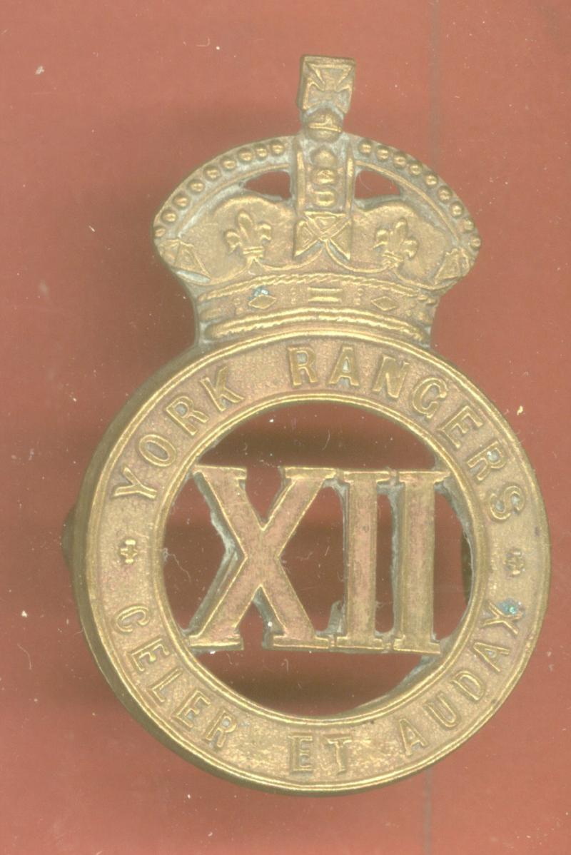 Canadian Militia 12th York Rangers Cap Badge