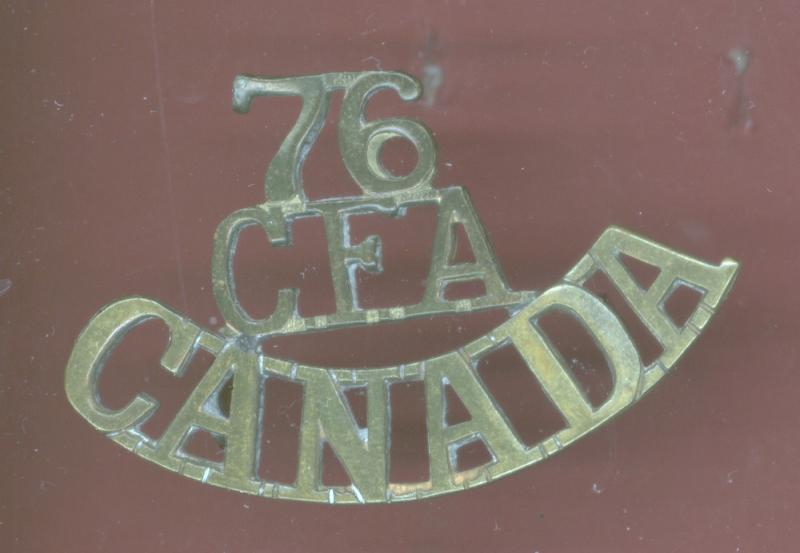 76 / C.F.A. / CANADA Canadian Field Artillery WW1 CEF shoulder title