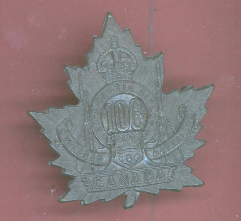 Canadian 106th Battalion (Nova Scotia Rifles) WW1 CEF cap badge
