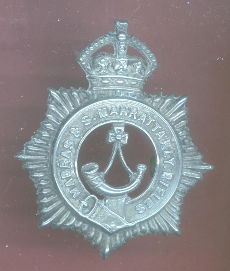 Indian Army Madras & S. Mahratta Railway Rifles AFI  cap badge