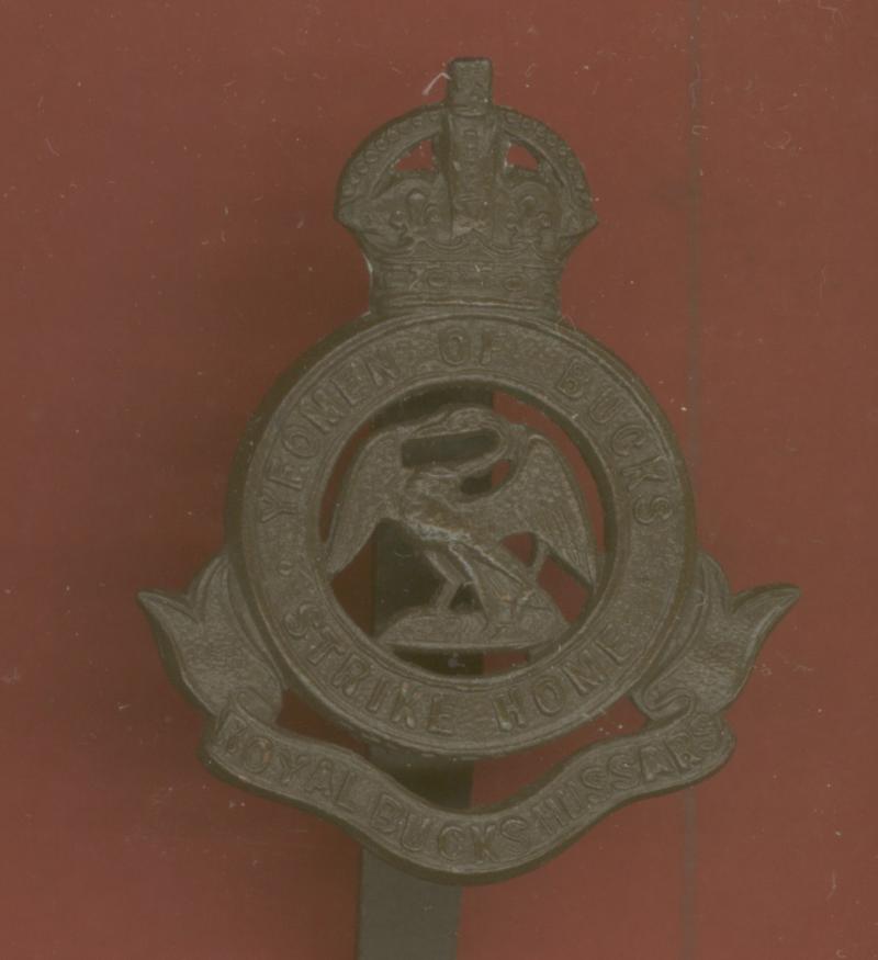 Royal Bucks Hussars Yeomanry bronze cap badge