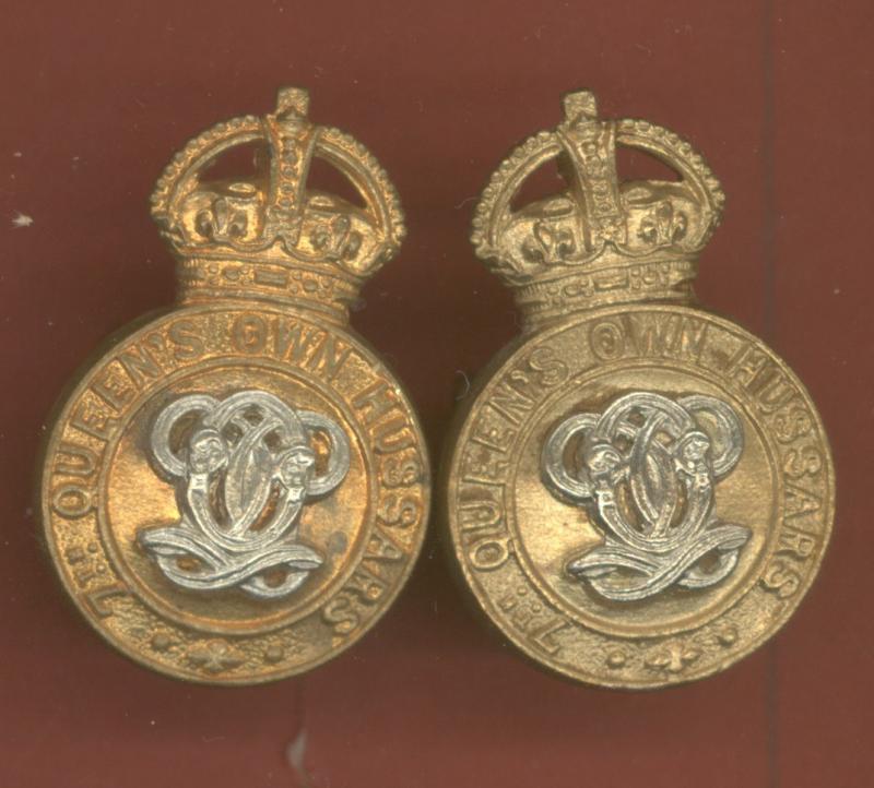 7th Queen's Own Hussars OR's collar badges