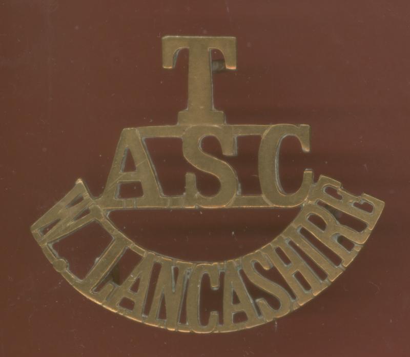 T / ASC / W.LANCASHIRE scarce WW1 Army Service Corps shoulder title .