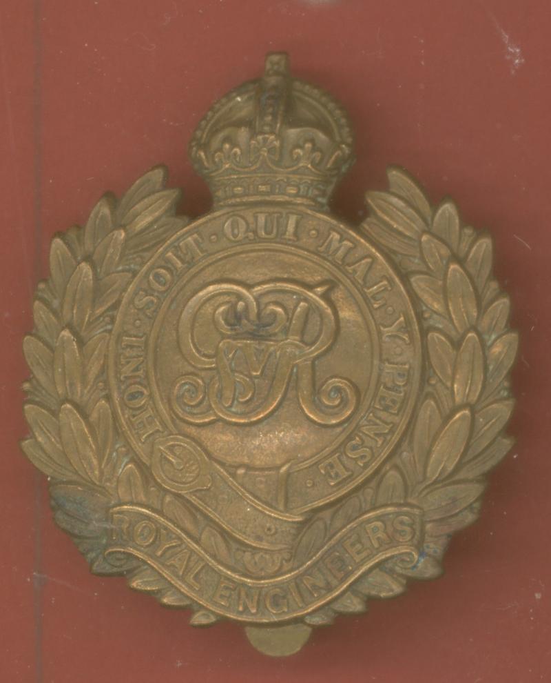 Royal Engineers WW1 brass economy cap badge
