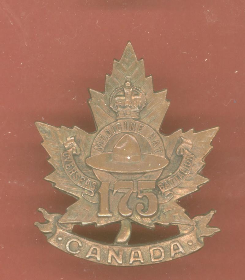 Canadian 175th Medicine Hat, Alberta Bn. WW1 CEF cap badge
