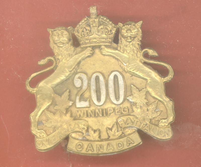 Canadian 200th (Winnipeg) Bn. WW1 CEF Officer's cap badge