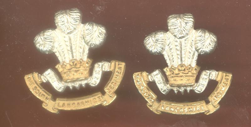 The South Lancashire (PWV) Regiment Officer's collar badges