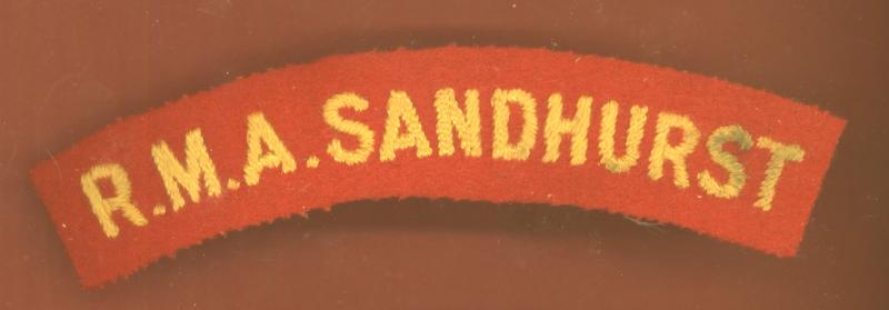 R.M.A. SANDHURST Royal Military Academy Staff cloth shoulder title