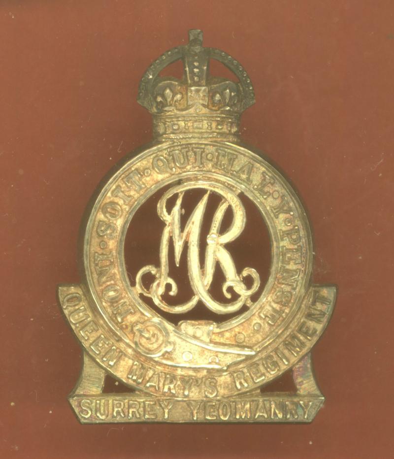 Queen Marys Regiment Surrey Yeomanry Officer's HM silver badge
