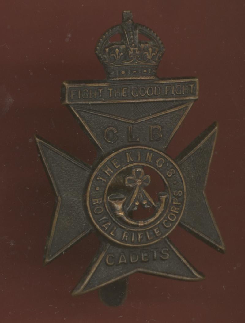 Church Lads Brigade,  King's Royal Rifle Corps Cadets  cap badge